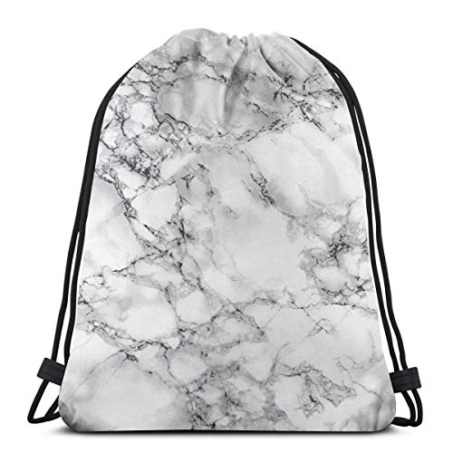 fengxutongxue White Marble 3D Print Drawstring Backpack Rucksack Shoulder Bags Gym Bag for Adult 16.9"X14"