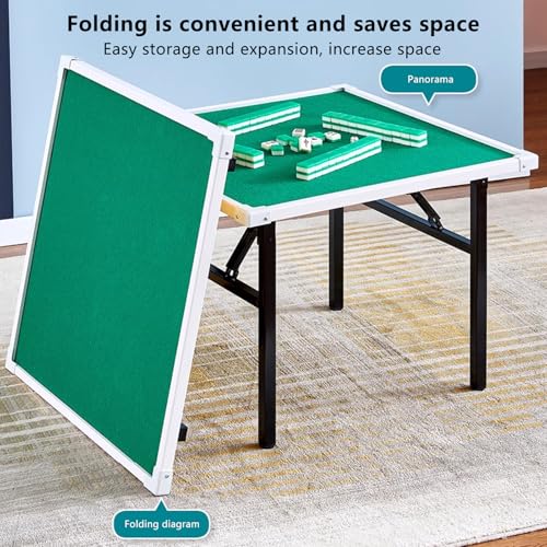 Mesa G plegable de 31.4 pulgadas, mesa de póquer portátil con parte superior de alfombra suave, diseño plegable para la noche G familiar, patas de metal resistentes