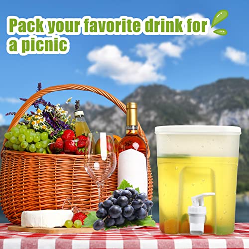 Mimorou Plastic Drink Fridge Dispenser With Spigot, Beverage Dispensers For Parties Stand And Daily Use, Juice Milk, Tea, Containers Lids Water (Classic Style, 3 Pcs), 11 X 6.4 X 5.1 Inches #TOP4