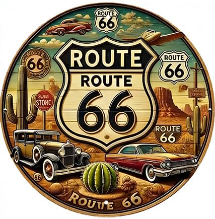 Route 66 Road Signs Vintage Room Decor Metal Sign Retro Street Signs for Bedroom Home Room Garage Wall Decoration 7.877.87inch