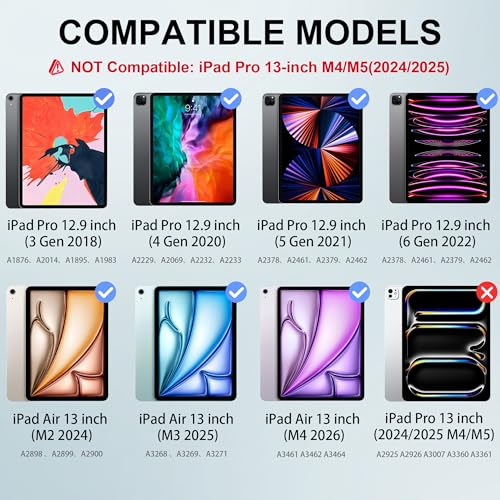 Image of WIWU for iPad Case Keyboard for Air 13 Inch M4 /M3 /M2 2026 /2025 /2024 Magnetic Detachable Keyboard Case Adjustable Stand 7 Colours Backlit Keys Trackpad (Black, for Air 13 inch(M3 /M2) Pro 12.9 inch 6 /5 /4 /3)