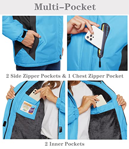 KEFITEVD Winterjacke Damen Kurz Warm Gefüttert Skijacke Wasserabweisend Winter Jacke mit Abnehmbarer Kapuze für Ski Outdoor – Bild 7