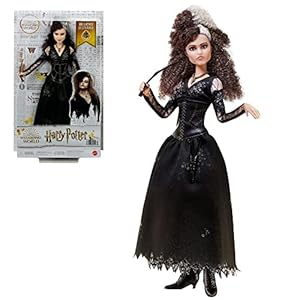 Harry Potter Verzamelpop Bellatrix Van Detta (25 cm, krullend haar) in haar bekende zwarte jurk met halsketting, met toverstaf, cadeau voor kinderen vanaf 6 jaar, HFJ70