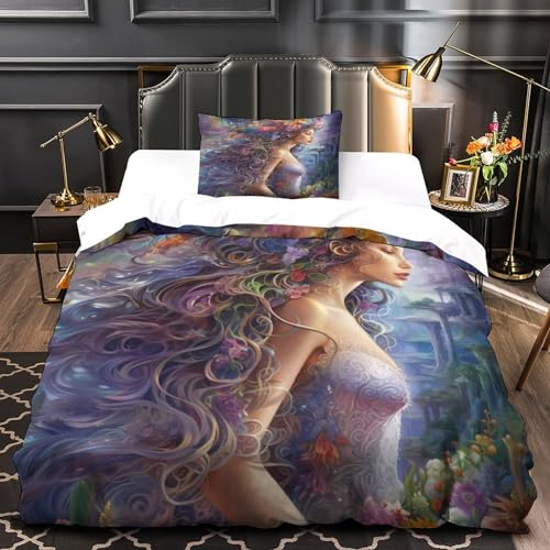 Housse de couette papillon 3D 135x200 parure de lit microfibre avec taie d'oreiller