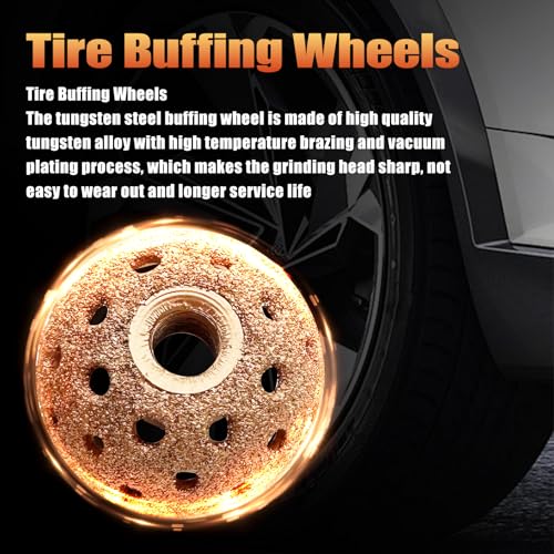 Image of 21Pcs Tire Repair Patch Tools Kit Heavy Duty, Tungsten Steel 42 mm Tire Repair Buffing Wheel with 32 /42 /58mm Tire Patches, Inner Liner Scraper, Tire Patch Roller for Car Motorcycle Bike Grinding