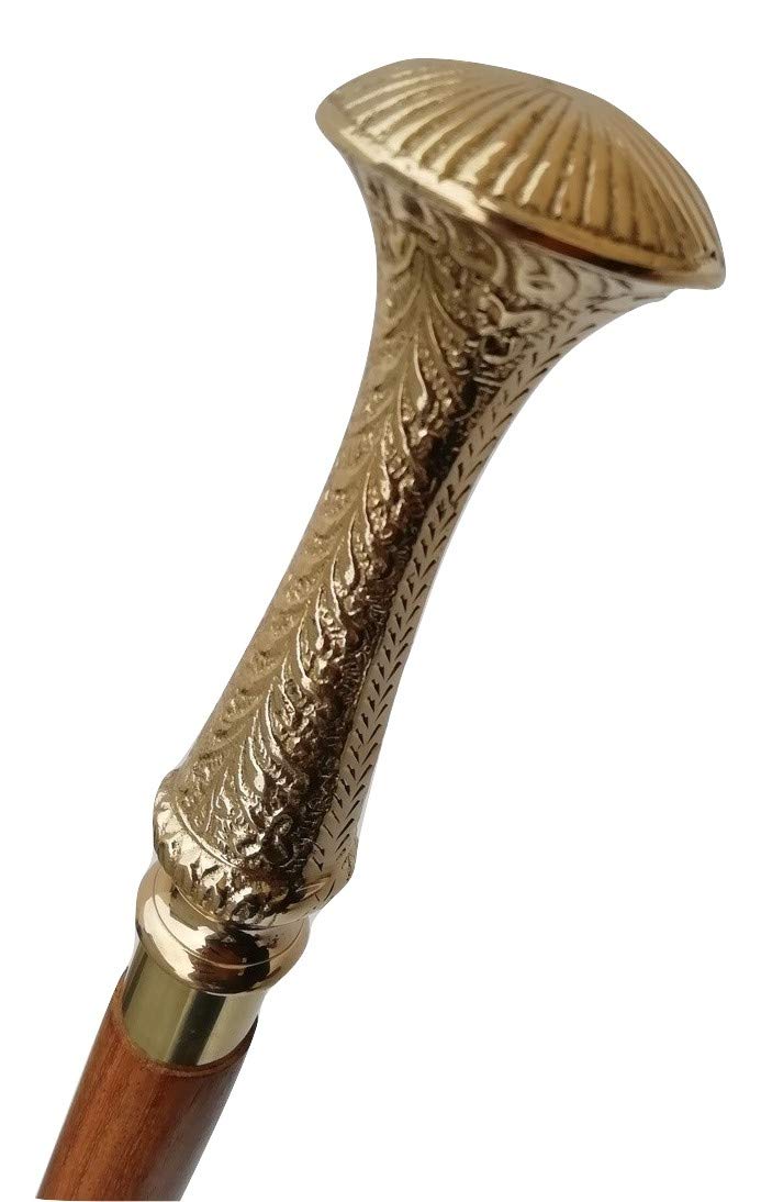 Ergonomic Cane Solid Sturdy Brass Handle Walking Stick Walking Cane