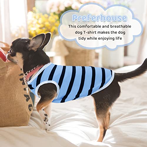 Preferhouse Pet Dog Striped T-Shirt Dogs Cats Cotton Vest Spring Summer Pet Apparel Tee Shirt Suitable For Small And Medium Large Pets French Bulldog Bichon #TOP2