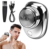 LEEWENYAN Mini Shaver Portable Electric Shaver, Pocket Electric Shaver, USB Mini Shaver Electric Razor for Men, Type C Waterproof Rechargeable Wet and Dry Mens Razor (Plata)