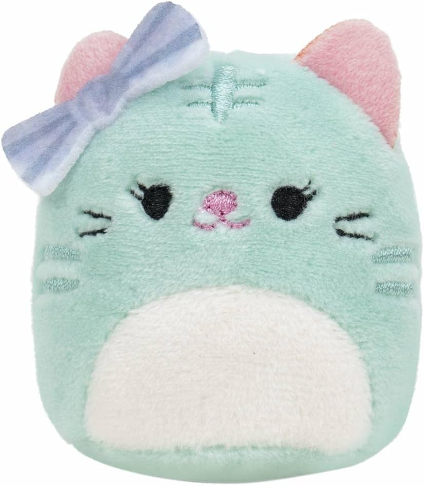 Squishville by Original Squishmallows Sweet Shop - Playset with 2-Inch Priya The Purple Panda, Tres’zure The Teal Cat & Bistro Table and Chair - Toys for Kids