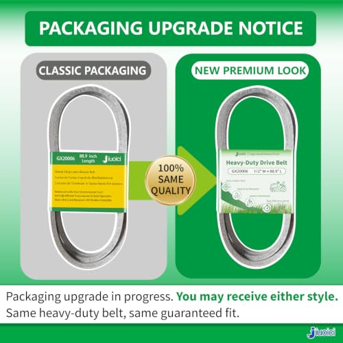Image of GX20006 UC30568 1 /2 inchx88.9 inch Heavy-Duty Mower Drive Belt Fits John Deere | Fits John Deere D140 D130 D110 D125 D160 L120 L130 S100 S120 S130 S140 S170 S180 S240 LA115 LA145, Aramid Core, Zero-Stretch