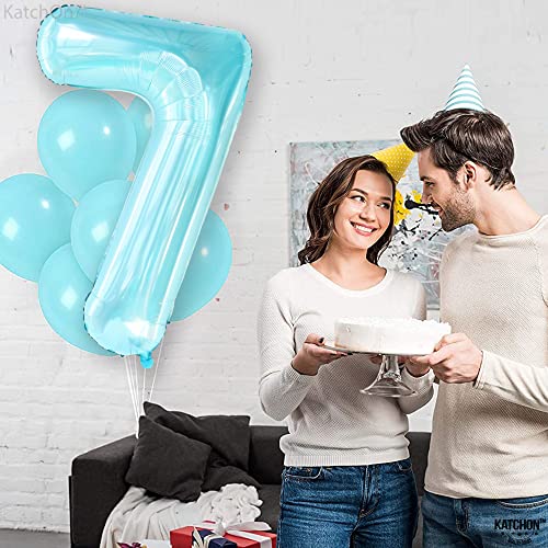 Image of KatchOn Light Blue Number 7 Balloon 40 Inch