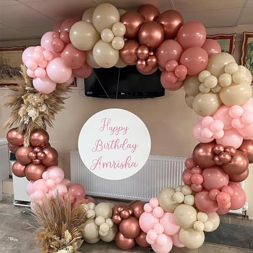 Image of Jobkoo Dusty Pink Balloons 5 Inch, 60 Pcs Small Vintage Pink Balloon Boho Dusty Rose Latex Balloons 5'' Mini Matte Retro Blush Mauve Helium Balloons for Birthday Wedding Baby Shower Party Decorations