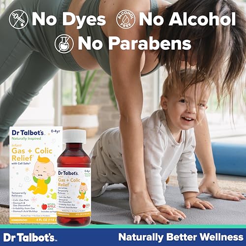 Image of Dr. Talbot's Gas + Colic Relief Liquid Medicine, Naturally Inspired, for Infants, Includes Syringe, Apple Juice Flavor, 4 Fl Oz