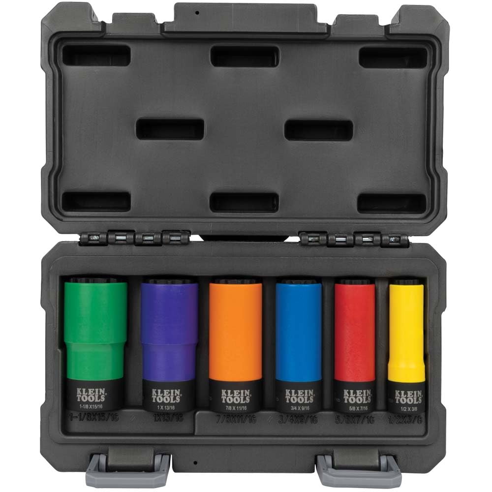 Douilles à choc à revêtement coloré Klein Tools 66033 set de 6 pièces 12 pans SAE