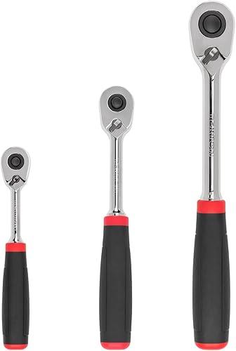 TEKTON SRH91101 - Juego de trinquete de agarre cómodo de liberación rápida de 14, 38, 12 pulgadas (3 piezas)