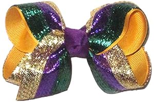 HL-157S Toddler Mardi Gras Hair Bow