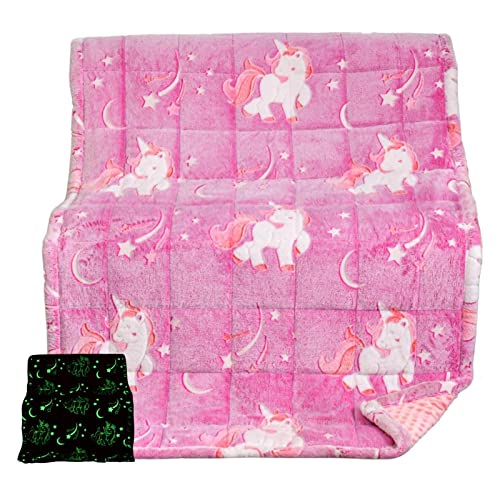 Tiddan Magic Weighted Blanket Kids, Minky Girls Weighted Blanket, Kids Weighted Blanket 5 Pounds, Twin Weighted Blanket for Kids, Child Weighted Blankets, Children Weighted Blanket, Unicorn Blanket