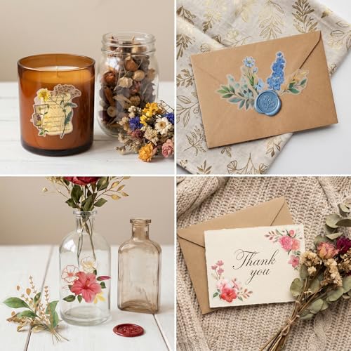 Image of Pengxiaomei 210 Pieces Flower Stickers, Scrapbooking Stickers Self-Adhesive Bible Flower Scrapbooking Supplies Journal for DIY Craft, Planners, Journal, Notebook Card