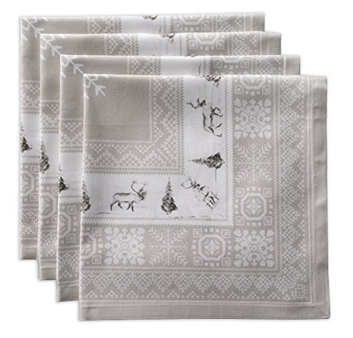 Maison d' Hermine Cloth Napkins Set of 4 100% Cotton Everyday Reusable Square Napkins Cloth Washable, Dinner, Party, Wedding, Restaurant (Cozy Christmas, 20" x 20")OEKO-TEX STANDARD 100