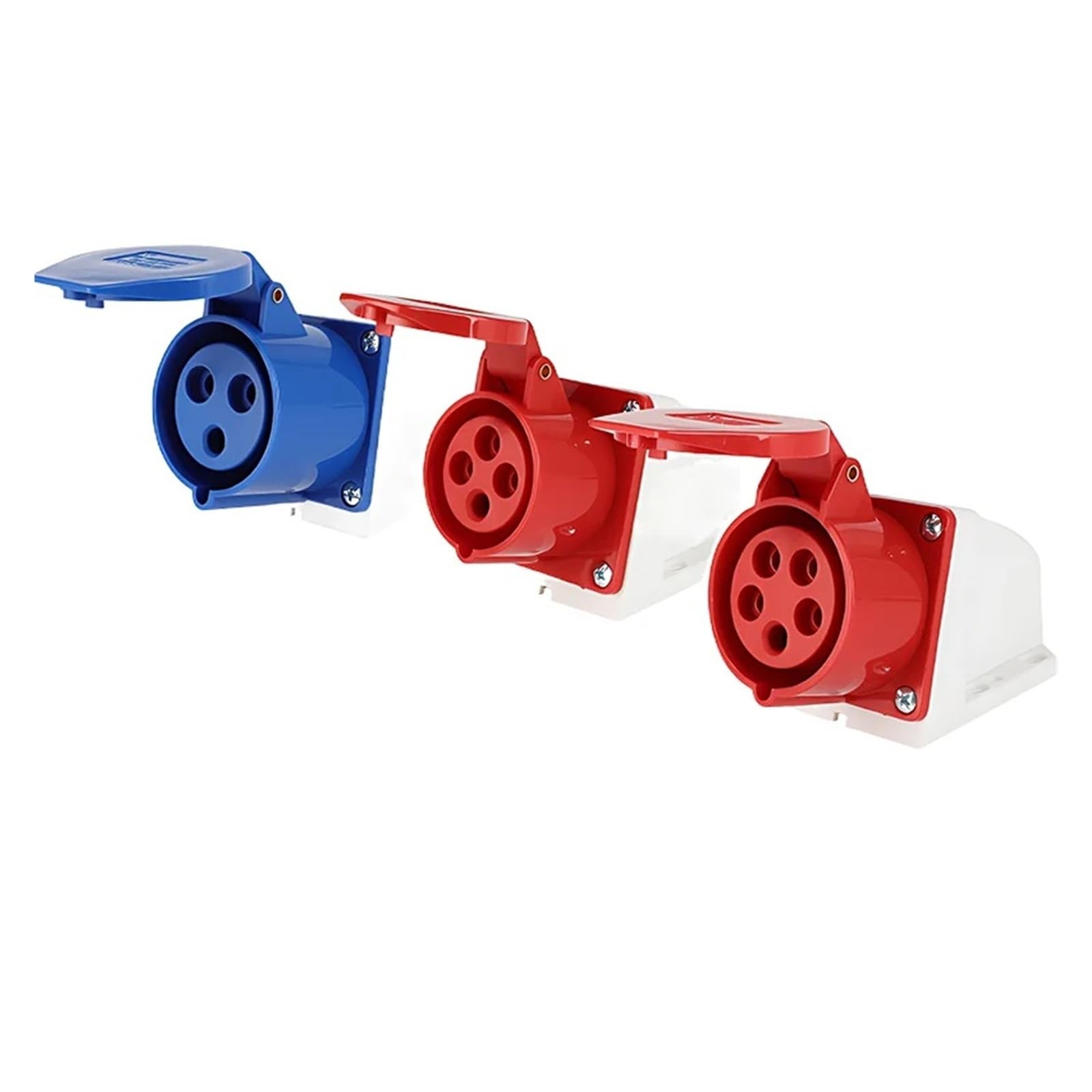 Lot de 5/10 connecteurs électriques industriels 3P/4P/5P 16A/32A/63A/125A IP44/IP67, Prise Murale(16A Wall Mounted,5 PCS-3P)