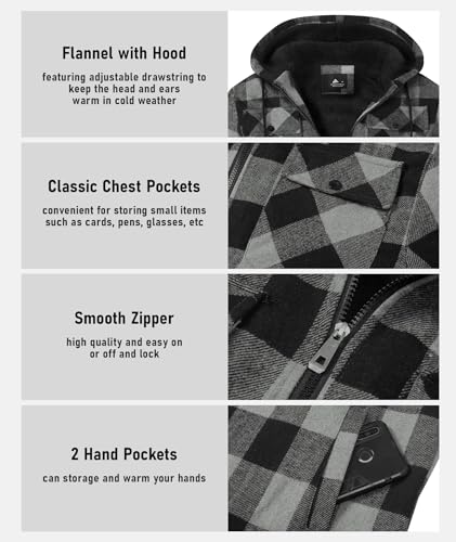 Image of GEEK LIGHTING Men's Flannel Shirts Jacket Sherpa Lined Fleece Plaid Hoodie Long Sleeve Winter Warm Coat