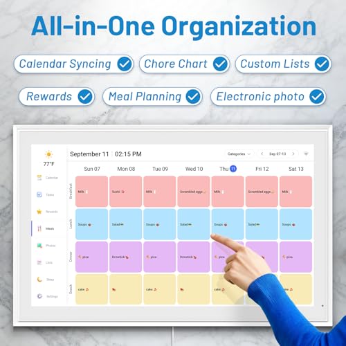 Image of Digital Calendar, 21.5 Inch Smart Wall Calendar & 2026 Planner & Chore Chart, Gifts for Women Men, Gifts for Mom Dad, Touchscreen Interactive Display, Wall Mount