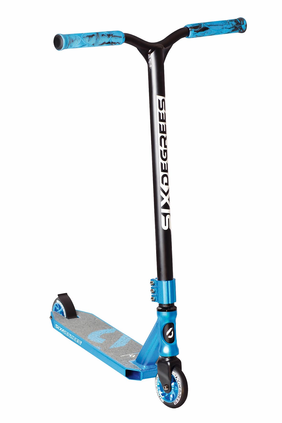 Six Degrees Aluminium Stunt Scooter - Freestyle Kick Scooter, 100 mm High Rebound Wheels, ABEC 9, Reinforced Wing Handlebars, 360° Steering