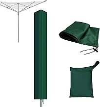 RICHIE Rotary Airer Cover Rotary Clothes Line Cover 600D Washing Lines Cover Waterproof with Zip 16x16x165cm Rotary Airer Cover Rotary Dryer Cover Dryer Protective Cover Windproof, Green