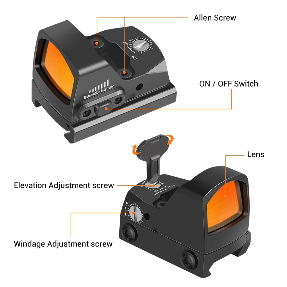 ACEXIER Cannocchiale a Punti Rossi 3-4MOA Collimatore Reflex Sight Pistola Handgun Sight IPX6 Water Proof Fit 21mm Picatinny 17 19 9mm AR15 M4 AK