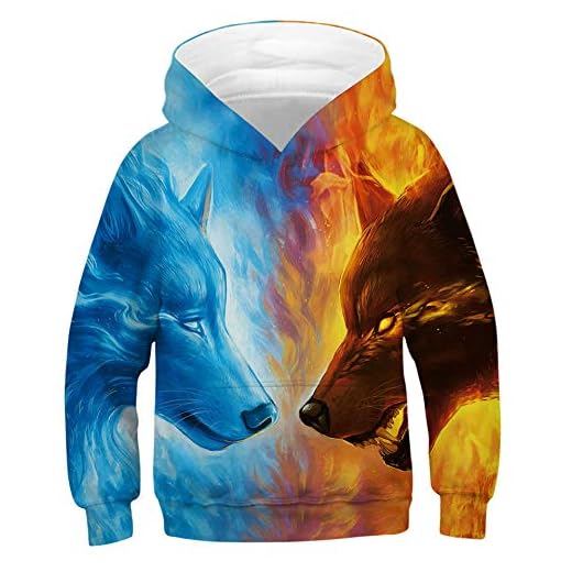Goodstoworld Sudaderas con Capucha Unisex 3D Impreso Batalla de Lobos Gráfico Adolescente Pullover Hoodie Lligero Sweatshirt Sudaderas Baratas Poliéster Batalla de Lobos L
