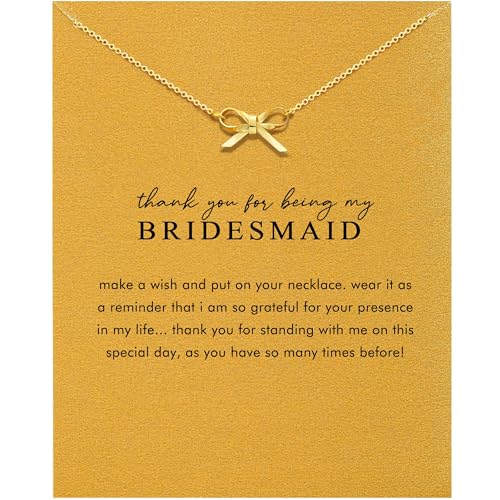 OBSUN Bridesmaid Gifts Thank You Gifts for Bridesmaids Bridesmaid Necklace Proposal Gift for Bridesmaids (Bow-bridesmaid)