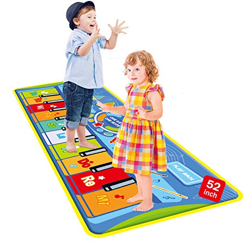 TNELTUEB 52'' X 19''(Large) Musical Piano Mat, Piano Keyboard Play Mat - Anti-Slip, with 8 Selectable Musical Instruments Musical, Piano Musical Mat Early Education Toys for Kids Toddler Girls Boys