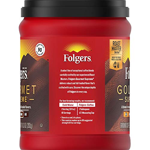 Image of Folgers Gourmet Supreme Medium Dark Roast Ground Coffee, 10.3 Ounces