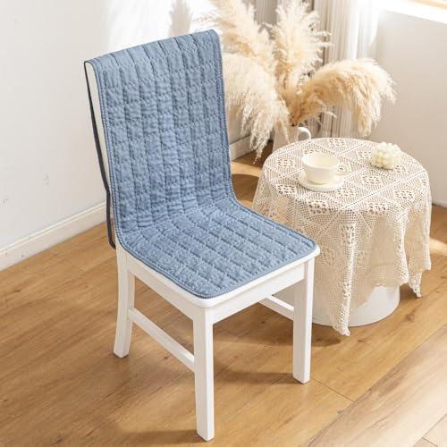 Image of HOMETHREADS Non-Slip Chair Cover-Universal Fit for Kitchen & Dining Chairs-Cushioned Comfort - Stylish Machine Washable Seat Cover-140x40cm (Blue, Pack of 6)