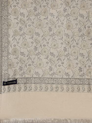 Image of Pashmoda Women Kaani Stole with Silky Zari Weave, Shawl, Wrap (Size 72X208 CM)