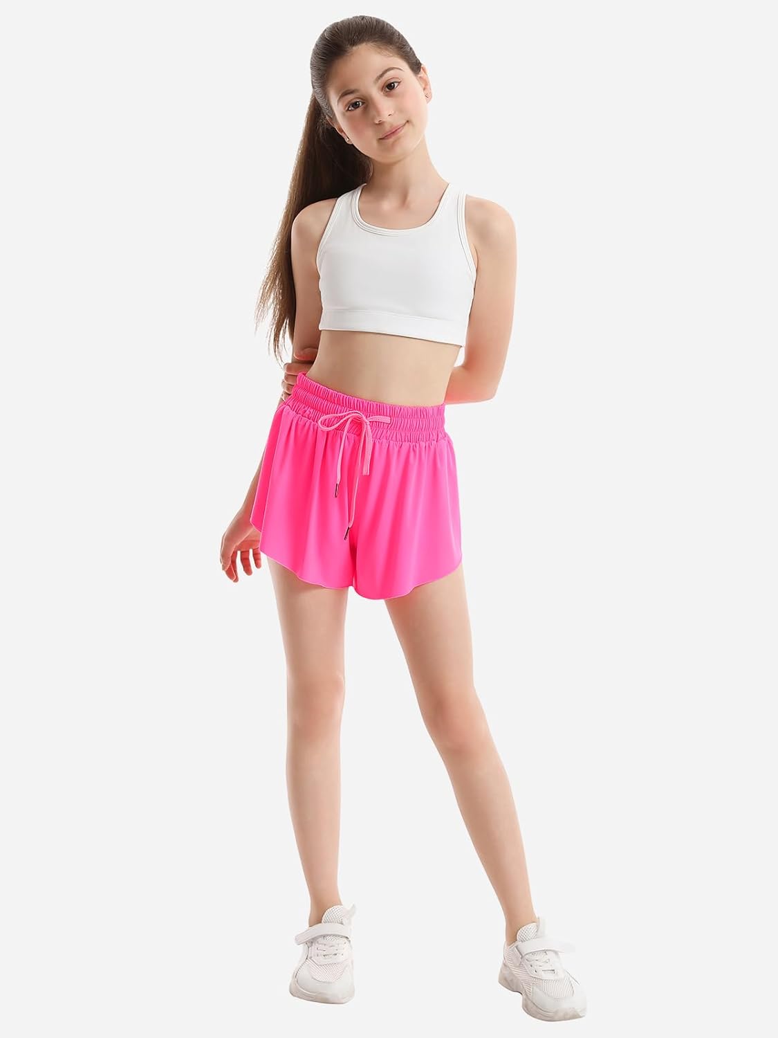 3/4 Packs Girls Butterfly Shorts 2 in 1 Girls Athletic Shorts Youth Flowy Shorts for Active, Running,Basketball - Image 3