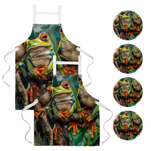Lot de 2 tabliers de cuisine Trois Grenouilles multicolore taille unique avec broches