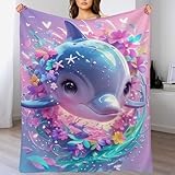 AAPZY Decke Delfin Decke Tagesdecke - Weiche Flannel Decke Mit Muster Sofadecke - Baumwolldecke Wohndecke Sofaüberwurf Bettüberwurf （140×180cm）
