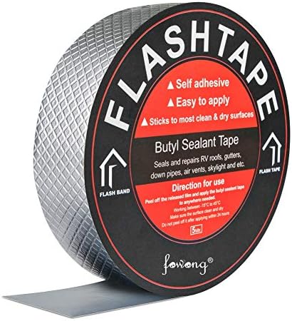 fowong Butyl Rubber Aluminum Foil Tape 8" W, Leak Repair Tape for Metal Roofing, Gutter, Waterproof Tarp Tape for Plastic and Metal Repairs, Surface Crack, RV, Window Flashing, EDPM Roof Rubber Repair