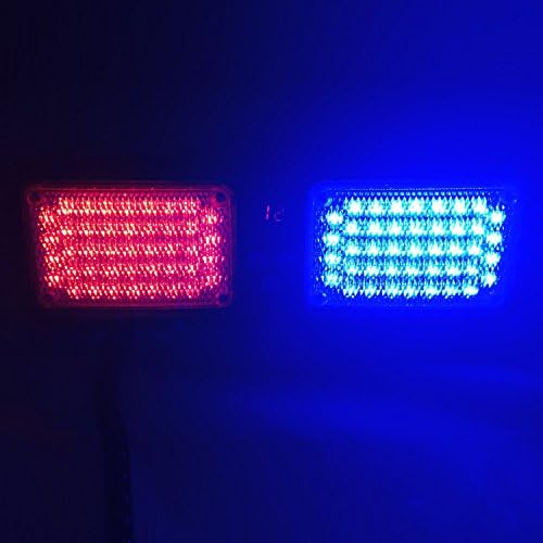 Wecade® 86 LED Sunshield Strobe Light Super Bright Flashing Emergency Warning Lights for Visor Maximum Visibility with 12 Flashing Patterns Fits Commercial Truck Boat Car (Red/Blue)