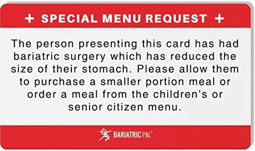 Bariatric Patient Restaurant Special Menu Request Card 2.0 (Pack of 1)