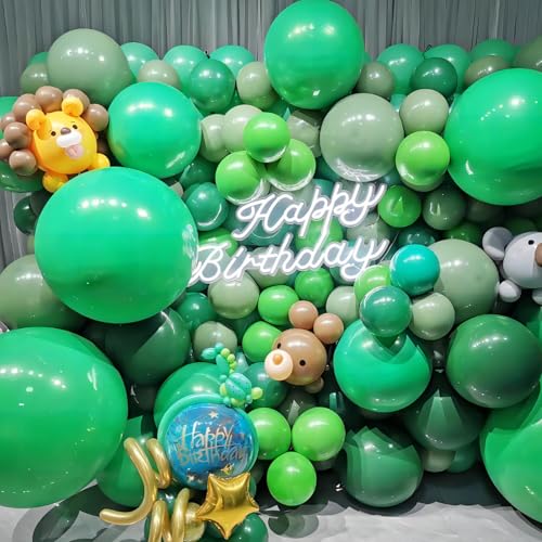 Image of 100pcs Green Balloons, Helium Quality 12 inch Green Latex Party Balloon for Birthday, Christmas, Graduation Party Decor (66ft Ribbons)