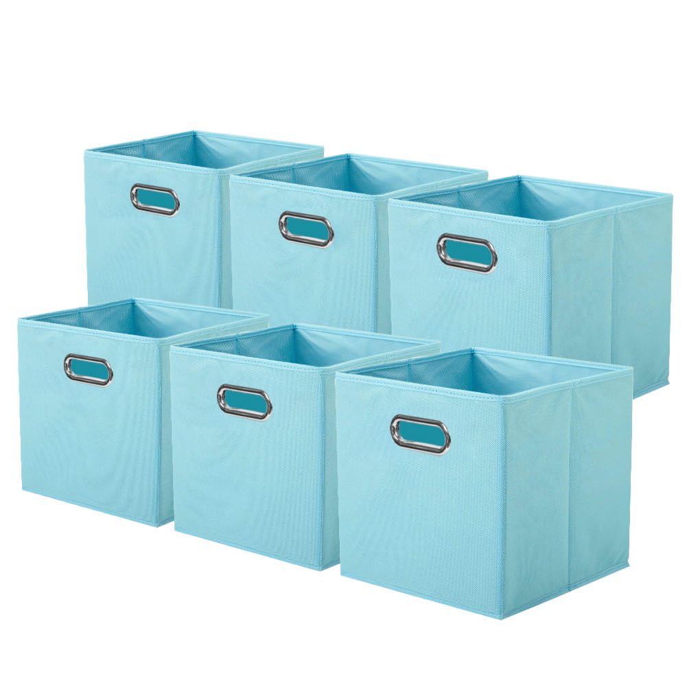 Boîte de rangement en tissu pliable Powerking lot de 6 tiroirs bleu