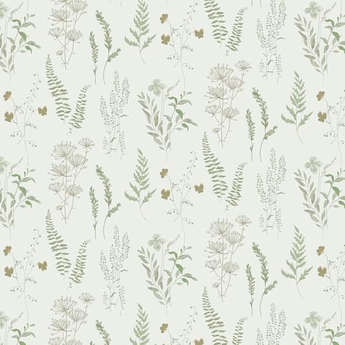 Timeet 44x1000cm Selbstklebende Tapete Beige Blatt Möbelfolie Selbstklebend Vinyl Wasserdichte Klebefolie für Schlafzimmer Wohnzimmer Küche Wand Möbel