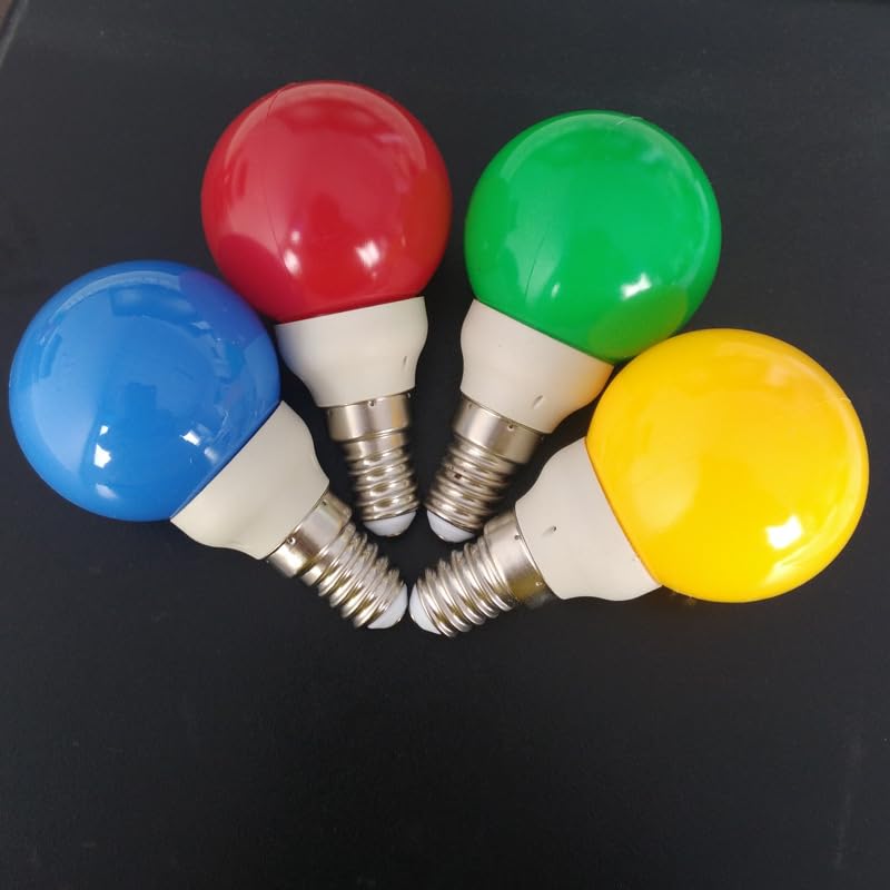 Lot de 50 Ampoules LED décoratives d'intérieur, 12-80 V CC, culot G45 E27/E14, Rouge/Jaune/Bleu/Vert/Blanc, 2,5 W.
