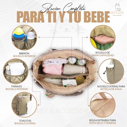 Mimis & Boris Bolso Carro Bebe Universal Bolso Cambiador Organizador Carrito Bebe Gran Capacidad Bolsa Carro Bebe Impermeable con Cambiador Portatil Incluido Bolso Maternidad Hospital Moderno Elegante - imagen 3