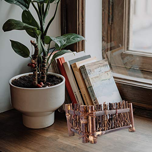 1 peça feita à mão de cerca de bambu roxa pequena tela enfeite de bonsai (tamanho M marrom) chá