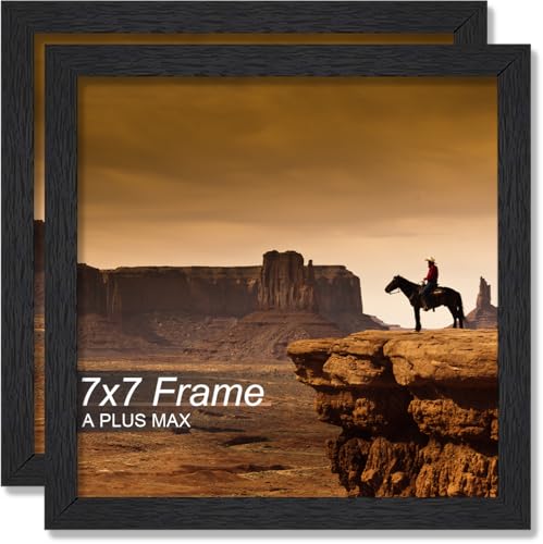 7x7 Picture Frame Set of 2 Black Light Weight Tabletop and Wall Mount