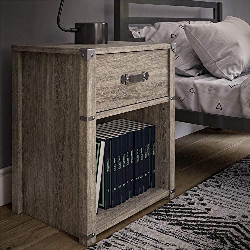 Little Seeds Nova 1 Drawer Storage Grey Nightstand, Gray Oak, 24.37 x 19.76 x 15.67 inches - Thumbnail 7