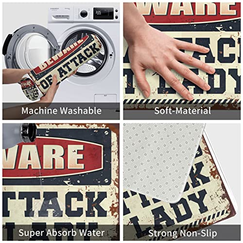 PLOWS Decoração de bar para casa Cuidado com o ataque gato senhora capacho decoração de quarto infan